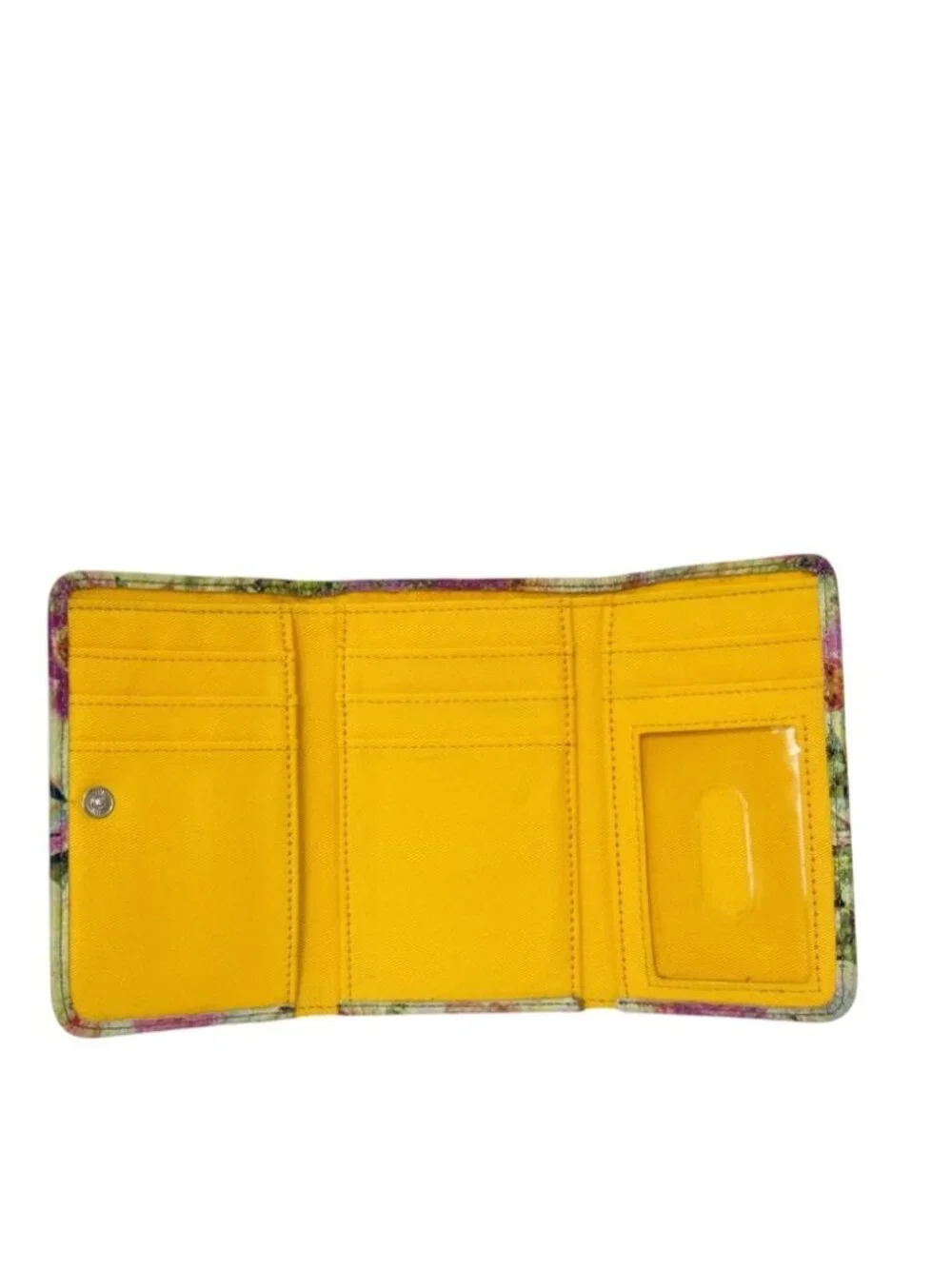 Hobo The Original Floral Trifold Wallet 100% Leather Exterior Cotton Interior